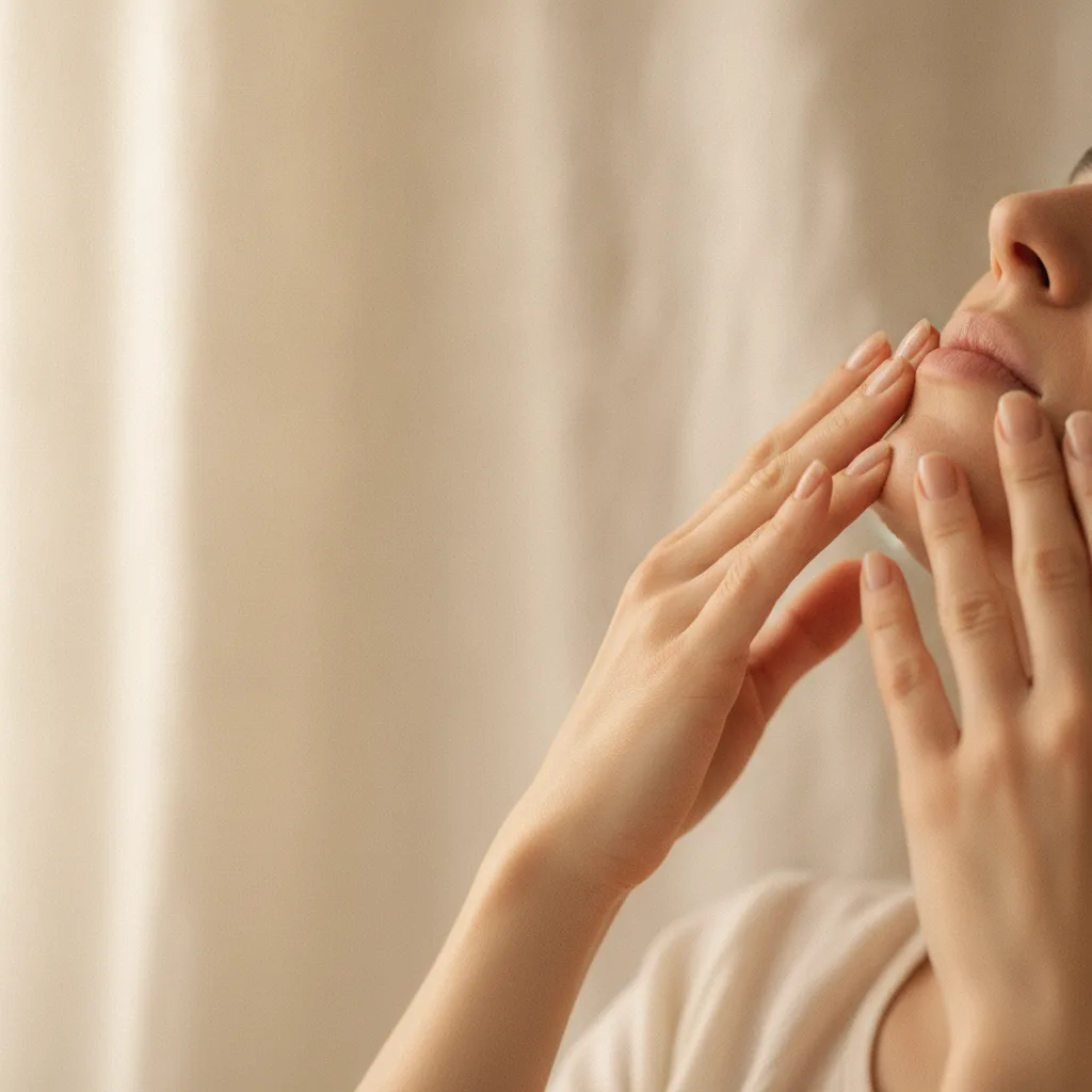 Gentle facial massage strokes illustration
